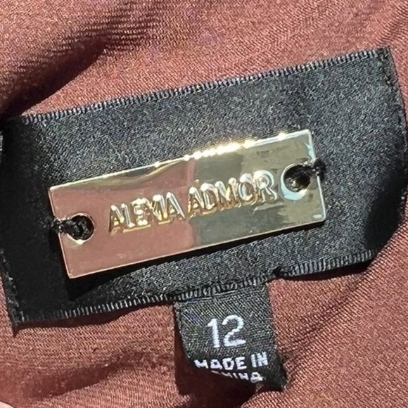 🌻ALEXIA ADMOR V-neck Puff Sleeve Midi Dress In Brown Size 12 | Excellent Cond. - Picture 9 of 11